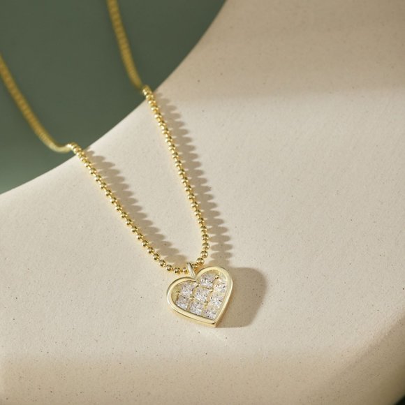 Glistening Gold Heart Pendant Necklace in Sterling Silver - Picture 6 of 9